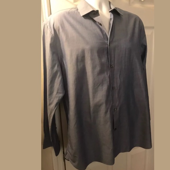 JOHN VARVATOS Chambray Blue Dress Shirt Lightweight Denim Button Down Work Wear - Picture 8 of 8